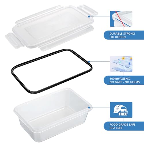 Hibisaws Frischhalteboxen 100% Luftdicht mit Deckel, 10 Stück à 1L, BPA-frei - Ideal für Gefrierfach, Kühlschrank, Mikrowelle & Lunchbox