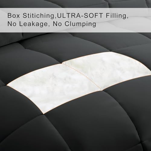 Image of COHOME Oversized King Size Warm Comforter - All-Season Duvet Insert | Quilted Down Alternative Comforter,Luxury Hotel Ultra-Soft, Anti-Clump Tech & 8 Tabs, Machine Washable, Dark Grey 98 inch x 116 inch