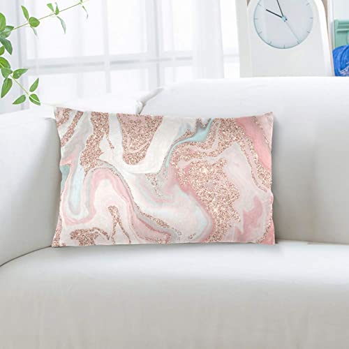 Rose Gold Glitter Coral Gray Pastel Marble Pillowcase For Hair And Skin - Bed Home Sofa Decor Pillow Cover,Super Soft Travel Pillow Cases With Hidden Zipper Closure Print (14X20 Inch) #TOP6