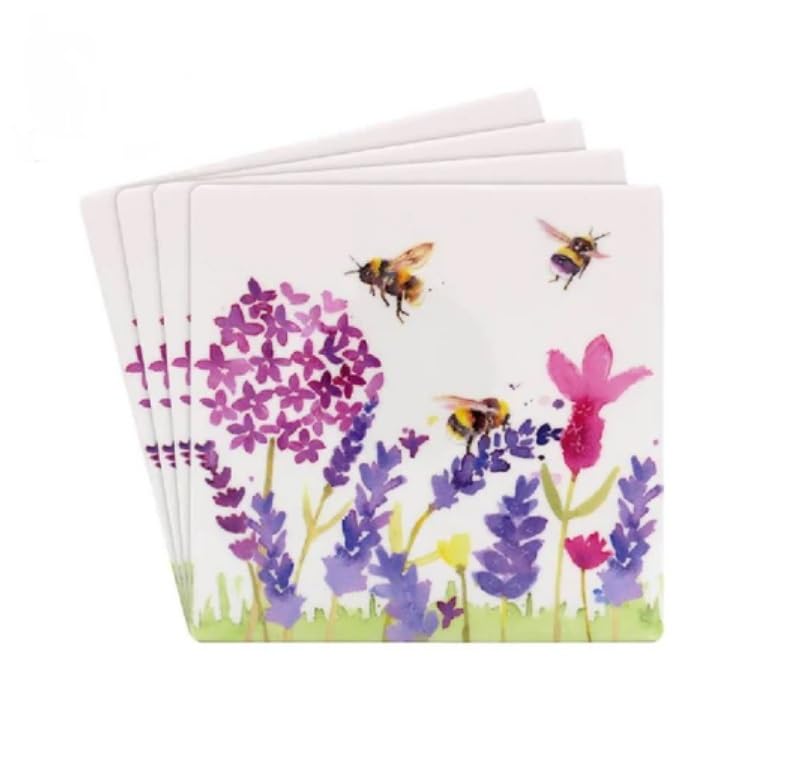Lesser & Pavey Lavender & Bees Ceramic Coasters Set