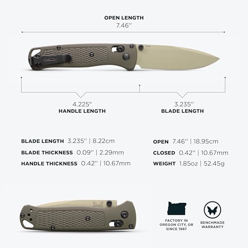 Benchmade - Bugout Outdoor EDC Folding Knife, Slim, Lightweight, Plain Edge, Drop-Point Blade, CPM-S30V Stainless Steel (58-60HRC), Grivory Handle (535TN-11) - Image 5