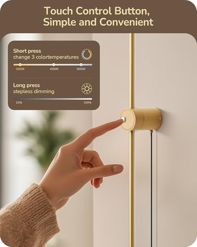 Image of EDISHINE Plug in Wall Sconces, Stepless 2700K-6000K Dimmable Wall Sconce Set of Two, 39.4 inch Touch LED Wall Light with Remote, 350 Rotation Night Light with Timer for Living Room Bedroom Hallway