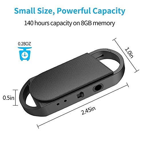 Image of Black Hidden Keychain Voice Recorder, Voice Activated Recorder with Triple Noise Reduction, Small Audio Recorder for Lecture, Interview, Meeting - Portable Sound Audio Professional with MP3 Player Listen (8GB USB Voice Recorder)