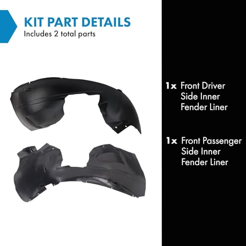 Image of TRQ Front Driver and Passenger Side Inner Fender Liner Set Compatible with 2008-2016 Chrysler Town and Country 2008-2020 Dodge Grand Caravan