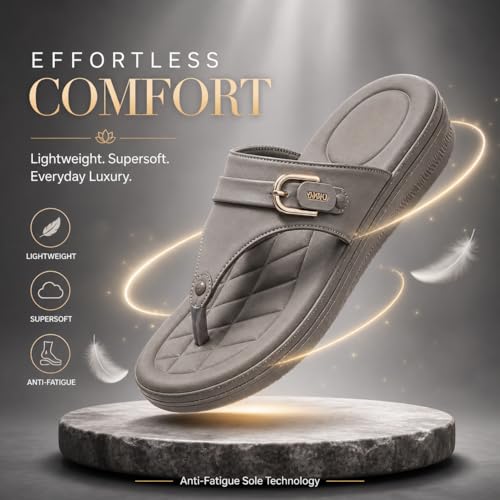 Image of Carrito, Women Wedge Heels Thong Sandals| Comfortable Flats Sandals | Comfort Orthopaedic Sandals for Women| Doctor Slippers /Flip-Flops | Arch Support & Heel Cushion | Lightweight Anti-Skid Sole | Ultra-Cushioned Shock Absorbing Footbed | Available in Open Toe & Toe Separator Style