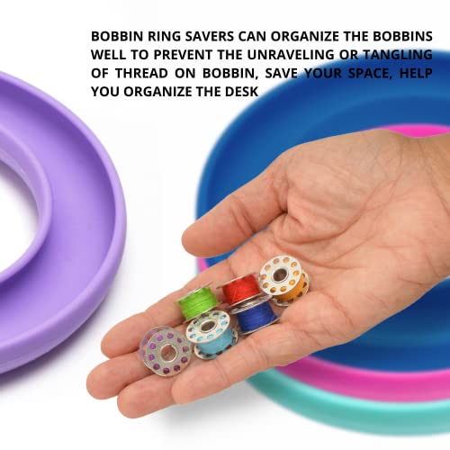 Image of 4 Pack Round Bobbin Holder Bobbin Organizer Bubbin Organizer Keeper for Metal or Plastic Sewing Machine Rings Silicone Sewing Tools Handicraft Ring Keeper