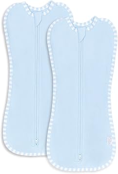 Comfy Cubs Swaddle Blanket Baby Girl Boy Easy Zipper Wrap 2 Pack Newborn Infant Sleep Sack Small 0-3 Months، Blue
