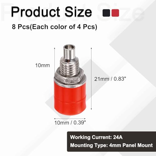 Pack 8 conectores Banana Jack para panel rojo y negro miniatura 2