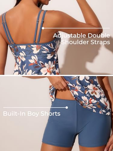 Summer Mae Womens Tankini Swimsuits 2025 Two Piece Bathing Suits Tummy Control Ruched Swim Suits with Shorts3