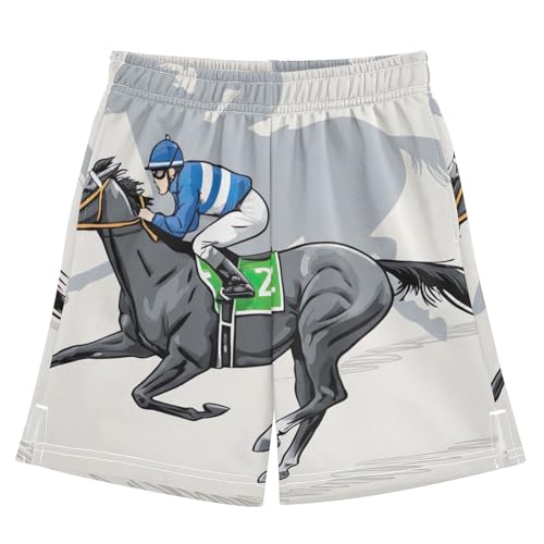 CHIFIGNO Horse Racing Youth Boys Thick Summer Clothes Boys Running Shorts with Pockets with Pockets XS