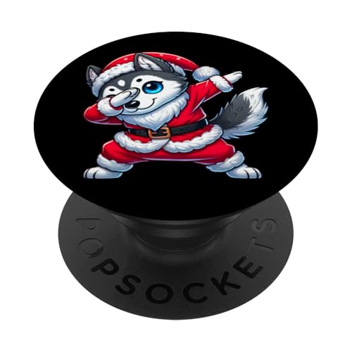 Lobo de Navidad Santa Funny Wolf Lover PopSockets PopGrip Adhesivo
