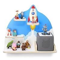 stadtecken wooden shelf for music box I Suitable for the Toniebox and Tonies I Perfect Tonie storage in the children's room I For standing up or hanging up (Rocket, medium)