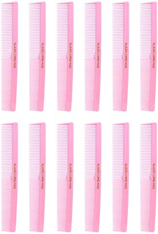 Allegro Combs 420 Hair combs Barber Comb Set Hair Cutting Pocket Styling Combs for Hair Stylist Wide And Fine Set 12 pk. (Fresh Pink)