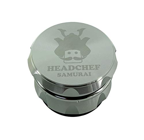 Headchef Samurai - Molinillo de hierbas de metal con tamiz raspador, 55 mm, color plateado