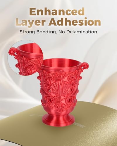Image of VOXELAB Silk+ PLA Filament 1.75mm, Shiny Chrome-Like Finish with Enhanced Layer Adhesion, 1kg (2.2lbs) for Most FDM 3D Printers, Smooth & Flawless Printing(Red)