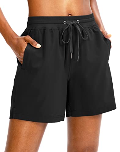 Yyv Women's 5" Hiking Golf Shorts Quick Dry Athletic Shorts For Summer Outdoor Casual With Pockets(Black X-Large) #TOP21