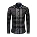 Loeay Camicie da Uomo Maniche Lunghe Stampa Scozzese Europea e Americana Risvolto Classico Versatile Bello Slim Fit Camicie comode per Uomo L