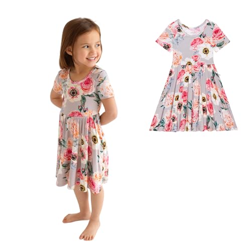 Posh Peanut Girls Dresses – Soft Toddler Twirl Dress Made with Viscose from Bamboo – Fall, Spring, Summer Dresses for Girls