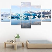 SIGNWIN 5 Panel Canvas Wall Art Modern Art Aerial Contemporary Cool Dramatic Multicolor Nature Photography Snow for Home Decorations Ready to Hang - 60