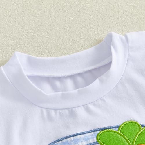 Image of Toddler Baby Boy Easter Rabbit Outfit Short Sleeve Bunny Carrot Smocked T-shirt Elastic Waist Shorts Summer Clothes