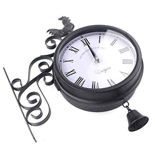 Horloge murale rétro double face sans tic-tac pour éliminer le bruit dans le salon - 5