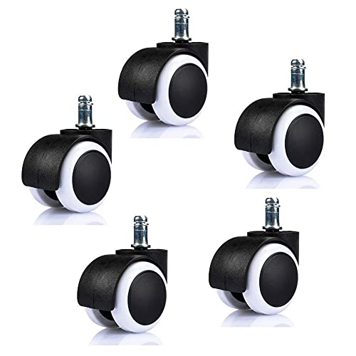 Image of Furniture Heavy Duty Pin Nylon Office Chair Wheels (Caster) Black /White -Set of 5