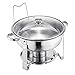 VEVOR Chafing Dish Buffet Set, 5 Qt 4 Pack, Stainless Steel Chafer with 4 Full Size Pan, Round Catering Warmer Server with Glass Lid Water Pan Folding Stand Fuel Holder, for Wedding Party Banquet