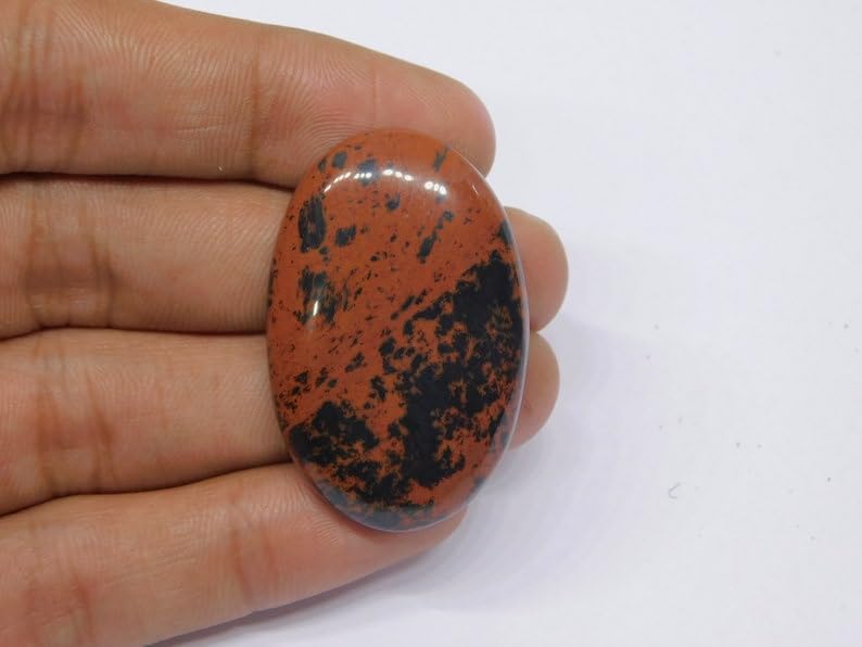 Jaspe rouge naturel de collection 47 x 27 mm cabochon d'exception