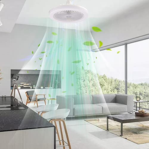 Zey Modern Simple Ceiling Fan With Light Remote Control, 10 Inch Enclosed Ceiling Fan, 3 Speed Dimmable Led Light E26 Socket For Bedroom Kitchen Living Room (White) #TOP3