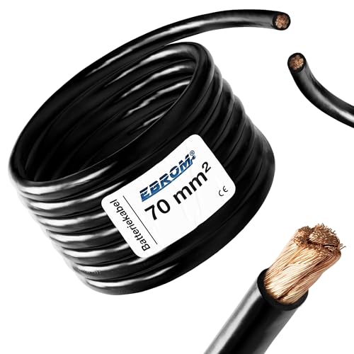 EBROM Batteriekabel - Aderleitung SCHWARZ H07V-K 6-10 - 16-25 - 35-50 - 70 oder 95 mm Batterie Kabel 99 9% OFC Kupfer Meterware Ihre Auswahl: 70 mm2 x Stück im Warenkorb = x Meter von 70mm2