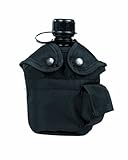 Style militaire. Mil-Tec - Gourde de l’armée américaine, avec gobelet et housse, noir - noir, Taille unique