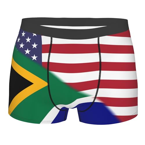 TZT American flag and South African flag Adult Funny Patter Boxer Briefs Men's Boxer Underpants Black
