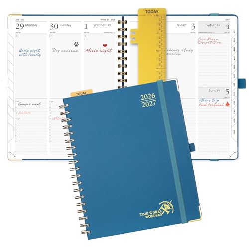 POPRUN 2026-2027 Academic Year Weekly and Monthly Planner Calendar,Jul 2026 - Jun 2027，10" x 8"， Daily Agenda Book & Appointment Book with Hourly Schedule, Tabs, Hardcover, School and Office