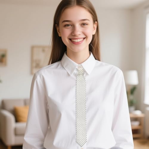 Artificial Pearls Neck Tie White Handmade Womens Weaving Ladies Shirt Necklace Beaded Necktie Party Jewelry Accessories for Women3