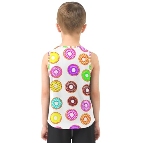 J JOYSAY Iced Donut Pastry White Boys Tank Top Sleeveless Muscle Shirts Quick Dry Kids T-Shirts 3-15T3