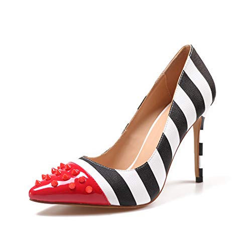 Studded Pumps for Women Zebra Print Stiletto high Heels Rivets Party Wedding Dress