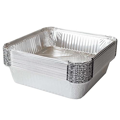 CafeTEq Large Aluminium Foil Trays Food Large Container with lids Oven BBQ Takeaway Roasting Freezing Storing (No 9) 9 x 9 x 2 (5)