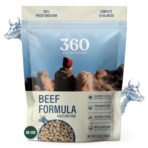 360 Pet Nutrition Freeze-Dried Raw Dog Food – Beef Recipe with Liver & Organs, High Protein with Omega-3s, Fruits, Veggies & Superfoods, Grain-Free, No Fillers, 1 lb – Made in USA
