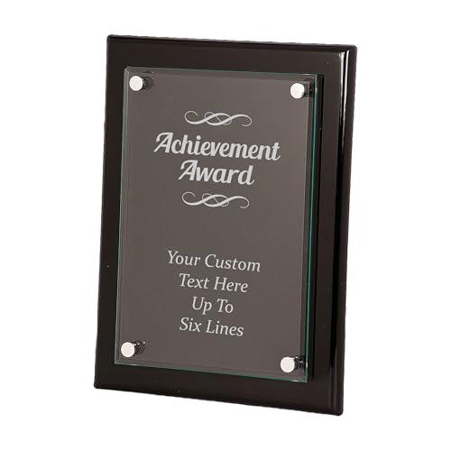 Personalized Achievement Plaque Award, Customizable 8x10 Floating Glass Plaque, Business Awards with Custom Text