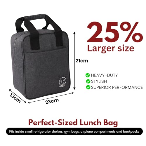 Image of HYLOL Women and Kids Portable and Reusable Insulated Cotton Thermal Cooler Lunch /Tiffin /Storage Bag for Office Women, College, and School (Grey 01), 5 L