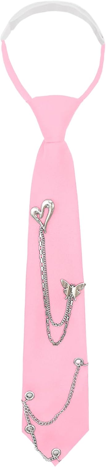 Clip on Neck Ties for Women Girls, Adjustable Pre-tied Womens Tie Solid Color Ladies Neckties for Party Prom School