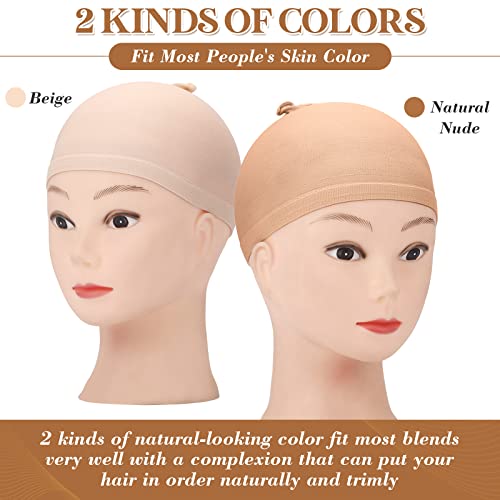 200 Pieces Wig Caps Nylon Stocking Caps Bulk Stretchy Bald Cap Bulk Elastic Head Wig Accessories For Halloween Women Men Hair Decorations, Brown And Light Brown #TOP1