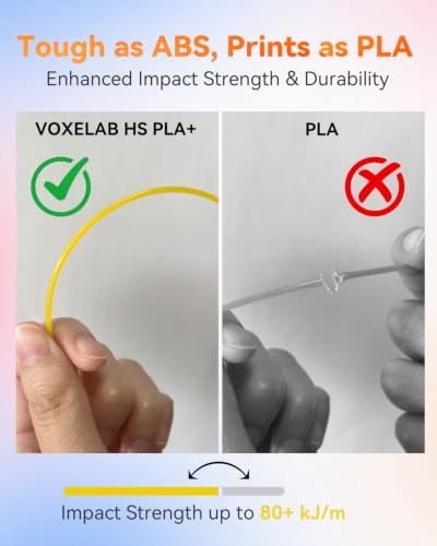 Image of VOXELAB HS PLA+ Filament 1.75mm, High Speed PLA Plus 3D Printer Filament, 1kg (2.2lbs) for Most FDM 3D Printers, Enhanced Toughness & Smooth Printing, Superior Layer Adhesion(Yellow)
