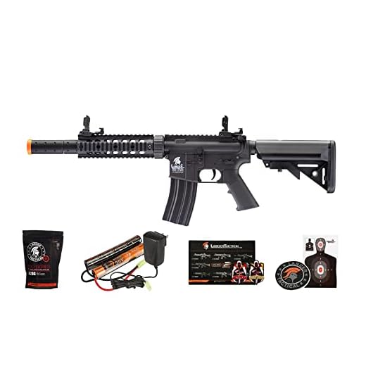 Lancer Tactical Gen 2 Durable Airsoft Gun SD M4 Polymer- Full/Semi-Auto Piactinny Rail AEG Rifle with 0.20g BBS, Charger and Battery (Original, Black)