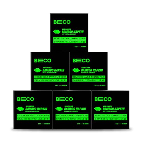 Image of Beco Bamboo Super Soft & Absorbent Serving Tissue Napkins 600 sheets 300 Pulls 2 ply- 100% Natural and Ecofriendly (Pack of 6)