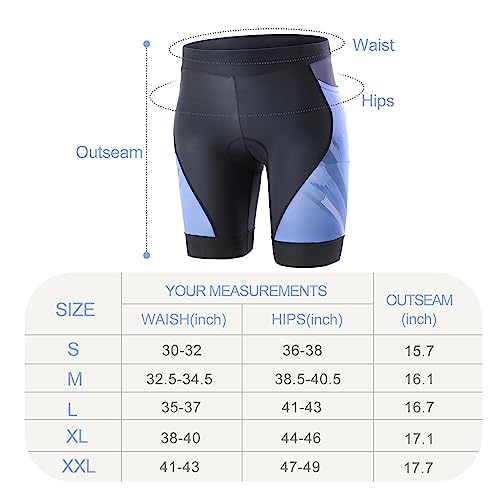 Short de ciclismo acolchoado 4D para mulheres, Azul, G