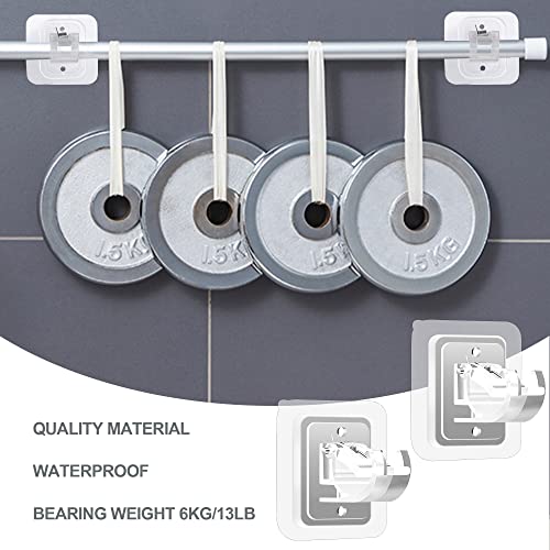 Codoule CORTINEROS DE BAÑO 8Pcs No Drill Curtain Rod Brackets No Drilling Self Adhesive Curtain Rod Holder Hooks Nail Free Adjustable Curtain Rod Hooks Curtain Hangers thumb #4