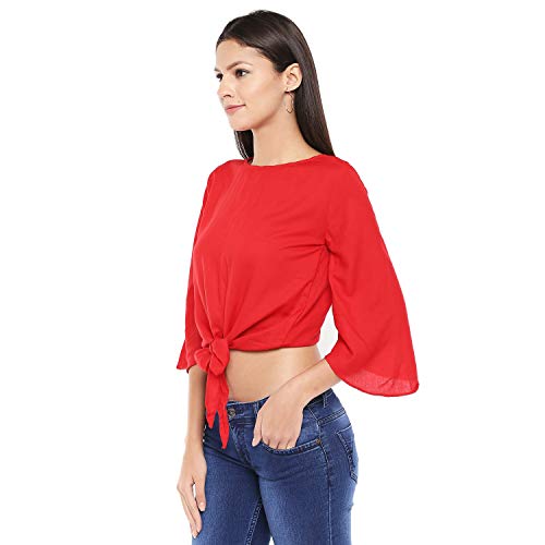 Image of OOMPH! Women's Crepe Ruffeld Top - Forest Green
