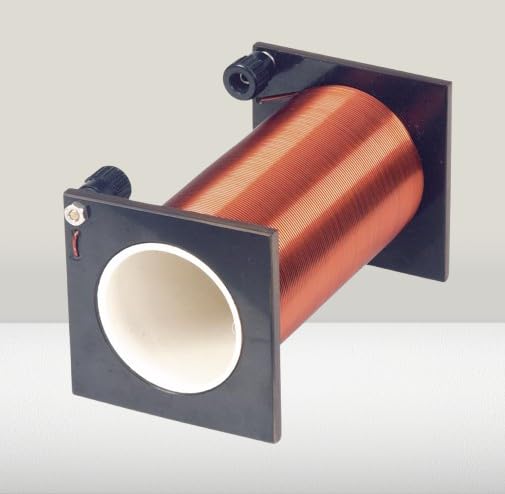 Air core solenoid laboratory type induction coil with Iron rod for magnetic electric circuit.