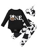 Detigee Baby Boy First Birthday Outfit Infant One Year Old Clothes Baby Cow Outfit (Black,12-18 Mont